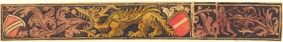 Dragon, Shields ve Wild Men ile Grotesk Şerit, c. 14751500. by Unbekannt