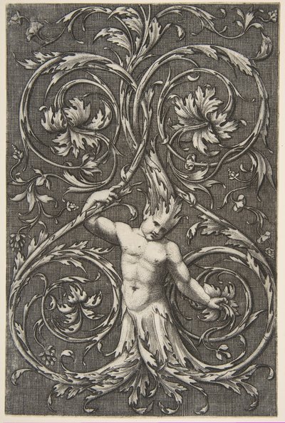 Alt gövdeli ve akantus başlı erkek figürlü grotesk tomarlar, yakl. 1515-1600. by Unbekannt
