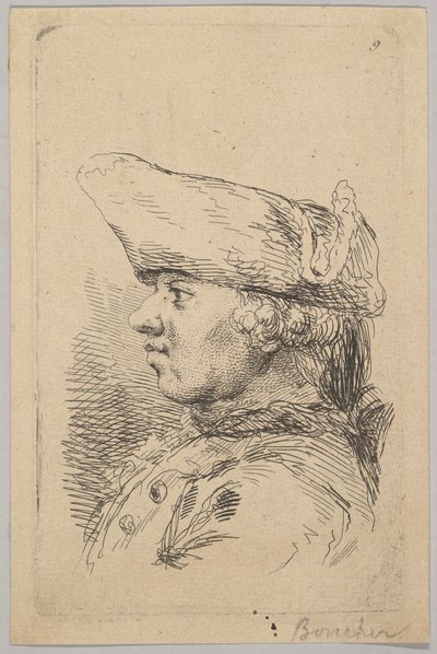 Profilde tricorne takan bir adamın başı, 18. yüzyıl. by Unbekannt