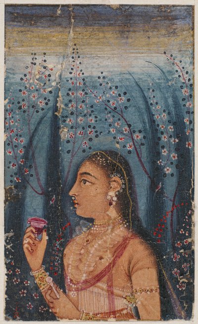 Çiçekli saplar arasında genç bir kadının başı, c. 1620. by Unbekannt