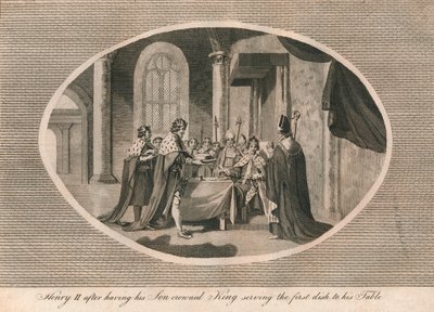 Henry II, oğlunu kral ilan ettikten sonra, masasına ilk yemeği servis ederken, 1170 1793 by Unbekannt