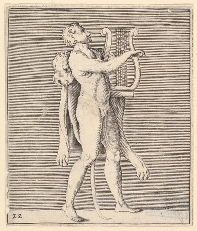 Herkül bir lir çalıyor, omzunun üzerine bir aslan postu örtmüş, M.Ö. 1599-1622. by Unbekannt