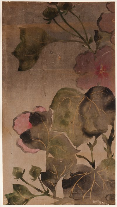 Hibiscus çiçekleri ve yaprakları, Edo dönemi, 1615-1868. by Unbekannt