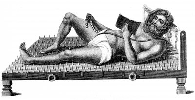 Hindu filozof Pararum Soatuntre Perkasanund, demir çivili bir yatağa uzanıyor, 1811 by Unbekannt
