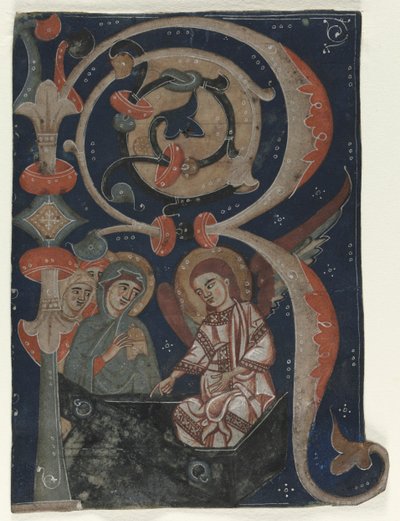 Kademeli Bir Şekilden Kesilen Tarihsel İlk R: Mezardaki Üç Meryem, c. 1200-1230. by Unbekannt