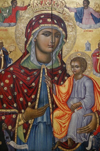 Kutsal Kabir Kilisesi, Yunan Ortodoks Katolikosu, Meryem Ana ve çocuk ikonu, Kudüs, İsrail by Unbekannt