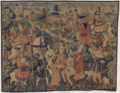 Bir gaydacı ve dansçılar ile Avcılık ve Pastoral Sahneler, c. 1510. by Unbekannt