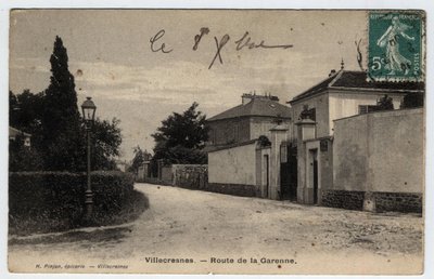 Ile de France, Val de Marne (94), Villecresnes: route de la Garenne - 1909 tarihli kartpostal by Unbekannt