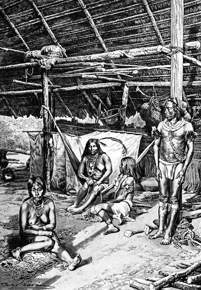 Bir Ticuna kulübesinin içi, Güney Amerika, 1895 by Unbekannt