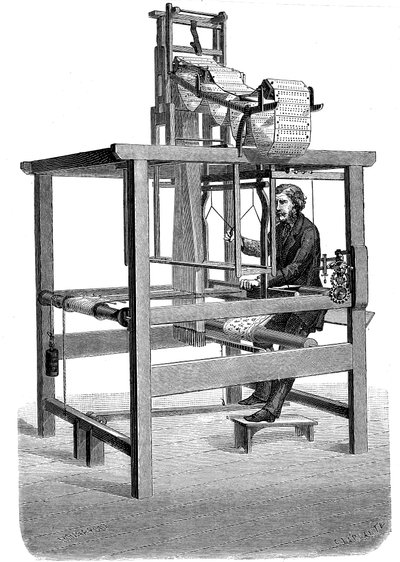 Desenin dokunduğu delikli kartların yağmalandığı jakarlı dokuma tezgahı, 1876 by Unbekannt