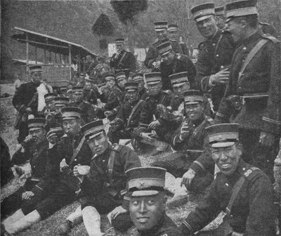 Japon askerleri cepheye gidiyor: öğlen yemeği çay ve pirinç, 1904-1905 1907 by Unbekannt
