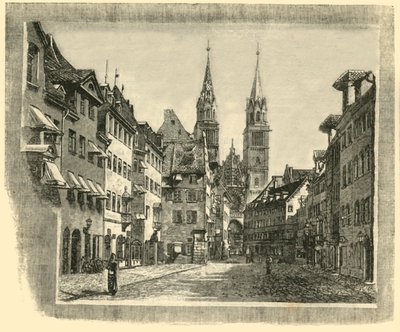 Karolinen-Strasse ve St. Lawrence Kilisesi, Nürnberg, 1890. by Unbekannt