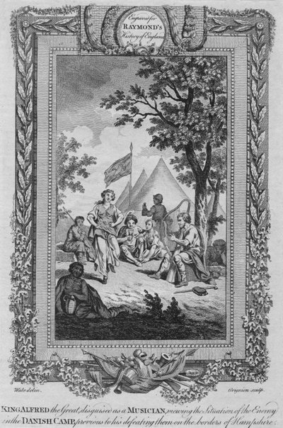 Kral Büyük Alfred, Müzisyen kılığında, Düşmanın Durumuna bakarken, c1787 by Unbekannt