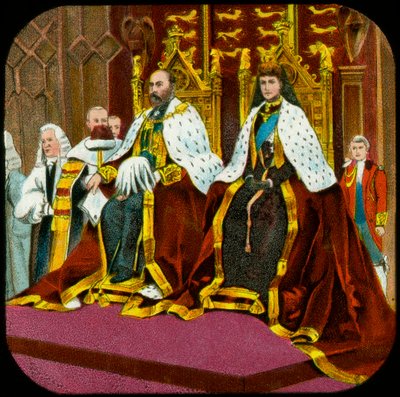 Kral Edward VII ve Kraliçe Alexandra, Parlamentonun Eyalet Açılışı, Westminster, c1902-1909 by Unbekannt