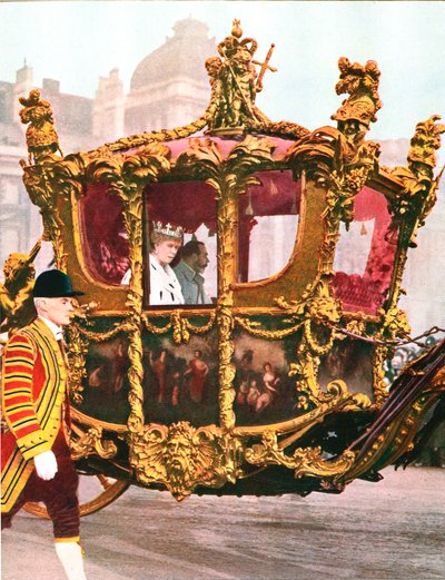 King George V ve Queen Mary, tarihi Devlet Arabasında, c1935 by Unbekannt