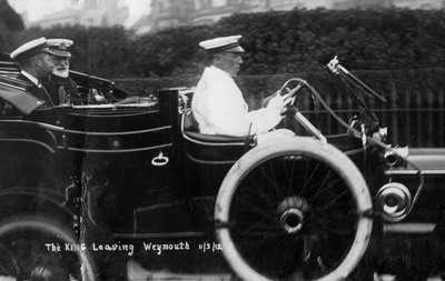 Kral George V, Weymouth, Dorset'ten arabayla ayrılırken, 11 Mart 1912 by Unbekannt