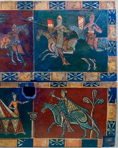 At sırtında şövalyeler ve şahinli kral, 12. yüzyıl by Unbekannt