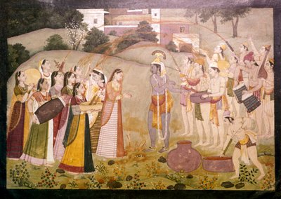 Krishna, Holi Bahar Şenliğini Kutluyor, c1770-1780 by Unbekannt