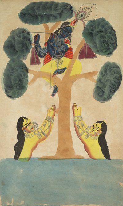 Krishna Kovboy Kızların Giysilerini Çalıyor Gopis, 1800