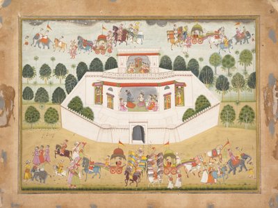 Duvarlı Saray İçinde Krishna ve Balarama: Dağınık Bir Bhagavata Purana