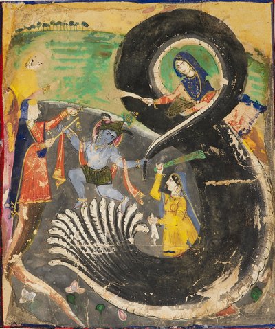 Krishna ve naga Kaliya, 19. yüzyıl by Unbekannt