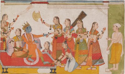Krishna Hoş Geldiniz Sudama, From That Bhagavata Poorna, c. ೧೭೦೦. by Unbekannt