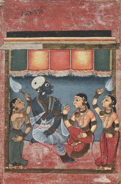 Radha ve İki Görevlisi ile Krishna recto, 18. yüzyıl. by Unbekannt