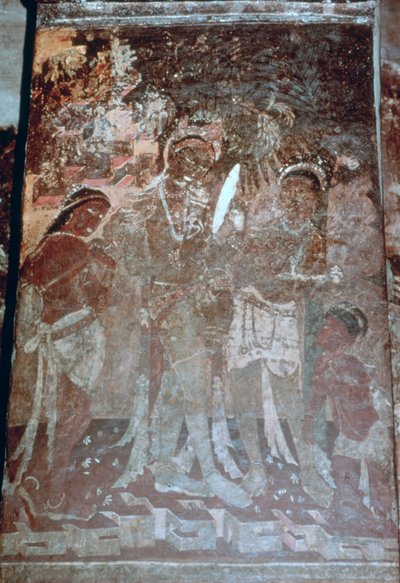 Bayan tuvaletinde, mağara freski, Ajanta, Hindistan. 1-5. yüzyıl. 20. yüzyıl by Unbekannt