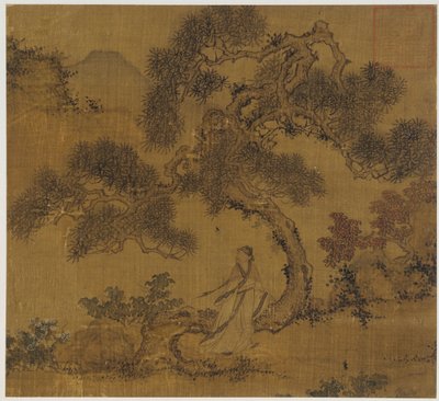 Manzara: çamın altında bir adam, Ming hanedanı, 1368-1644. by Unbekannt