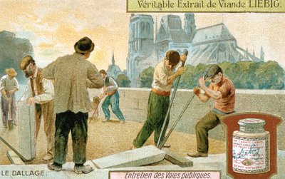 Bir Paris caddesine kaldırım döşemesi döşemek, c1900 by Unbekannt