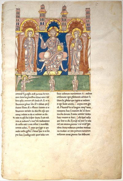 Bir Beatus El Yazmasından Yaprak: Melekler ve Tanrı