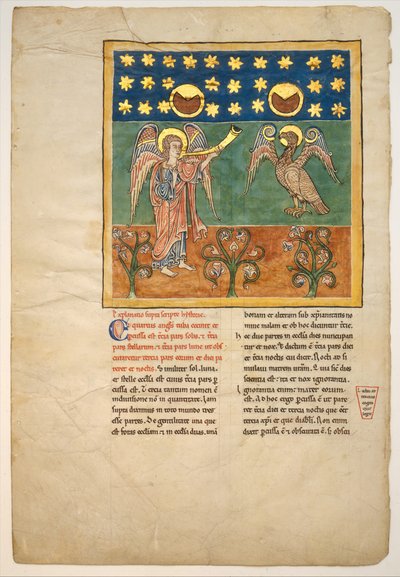 Bir Beatus El Yazmasından Yaprak: Dördüncü Melek Trompet ve Kartal Sesleri..., yakl. 1180. by Unbekannt