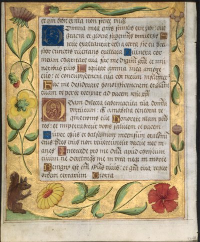 Bir Mezmur ve Dua Kitabından Yaprak: Çiçekler ve Sincap ile Süs Bordür verso, c. 1524. by Unbekannt