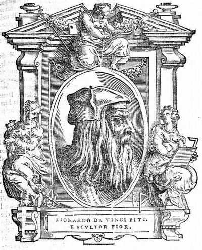 Leonardo da Vinci. Gönderen: Giorgio Vasari, En Mükemmel İtalyan Ressamlar, Heykeltıraşlar ve Mimarların Hayatları, 1568 by Unbekannt