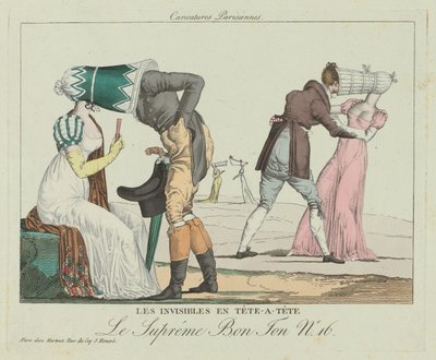 Bire Bir Görünmezler Poke Bonnets ile Bire Bir, c. 1805. by Unbekannt