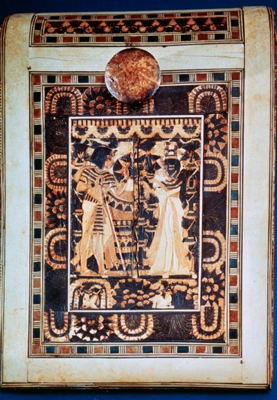 Bir bahçede Tutankhamun ve karısı Ankhesenamun