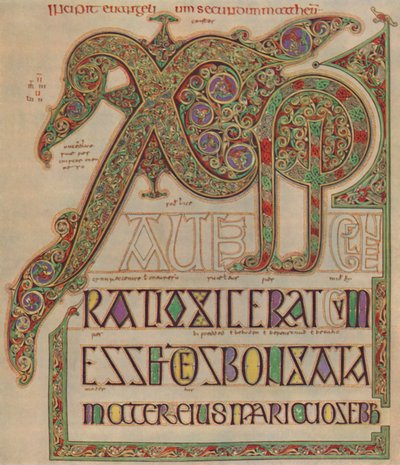 Lindisfarne İncilleri, İsa sayfası. British Museum, MS 700, 1935 by Unbekannt
