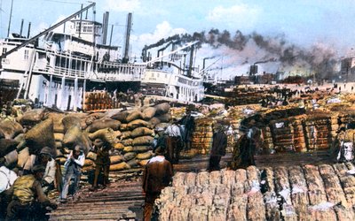 Bir gemiye pamuk yükleme, Memphis, Tennessee, ABD, c1900s by Unbekannt