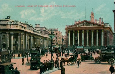 Londra, İngiltere Bankası ve Kraliyet Borsası, c1910 by Unbekannt