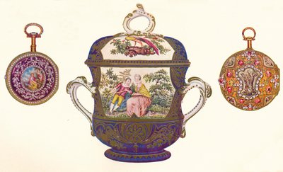 Louis XVI. Altın Tekrarlayıcı, c.1770, Eski Chelsea Porselen Porringer ve Kapak, c.1710, 1903 by Unbekannt