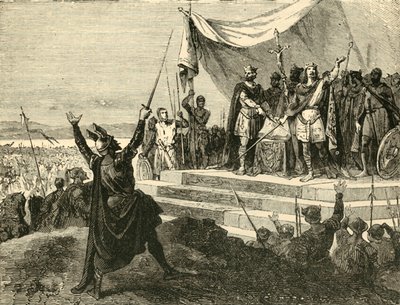 Louis ve Charles Ordularının Önünde Strasburg Yemini Alırken, MS 842, 1890. by Unbekannt