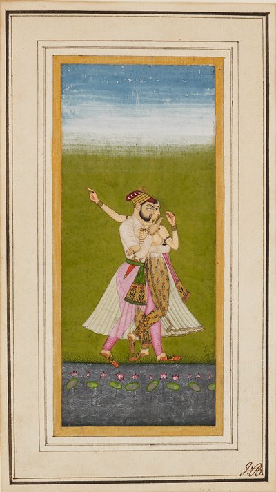 Lotus havuzunun yanındaki aşıklar, c1700 by Unbekannt