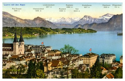 Luzern ve Alpler, İsviçre, 20. yüzyıl by Unbekannt