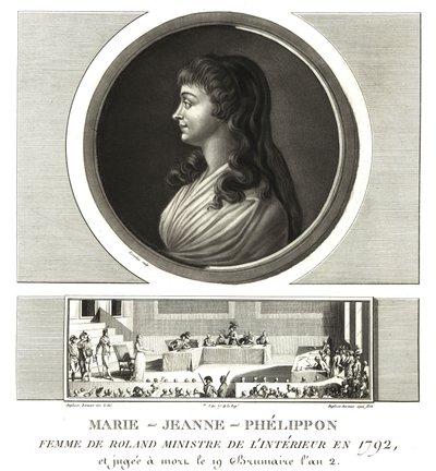 Madame Roland veya Marie-Jeanne Phelippon (1754-1793), Girondist, kocası Jean-Marie Roland de la Platiere ile birlikte by Unbekannt