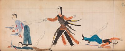 Maffet Ledger: Kızılderili ve üç beyaz adam, yaklaşık. 1874-81. by Unbekannt