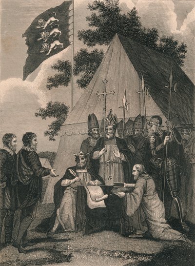 Kral John tarafından imzalanan Magna Tüzüğü, 1215, c19. yüzyıl by Unbekannt
