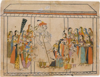 Maharaja Raj Singh Hanımları Tarafından Seviliyor, ca. 1710-20. by Unbekannt