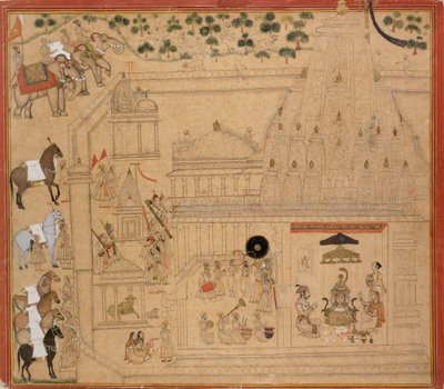 Eklingji tapınağında Mewar Maharana Amar Singh, c1705 by Unbekannt