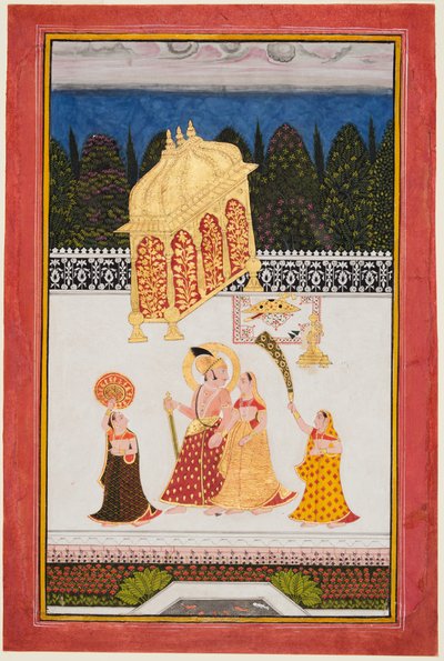Maharana Ari Singh c. 1761-73 ve eşi bir terasta, c. 1761. by Unbekannt