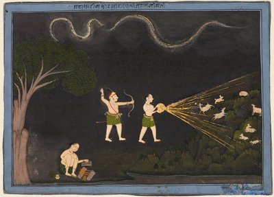 Maharana Jagat Singh bir Bhil gibi giyinmiş, geceleri geyik avlıyor, c. 1735-40. by Unbekannt